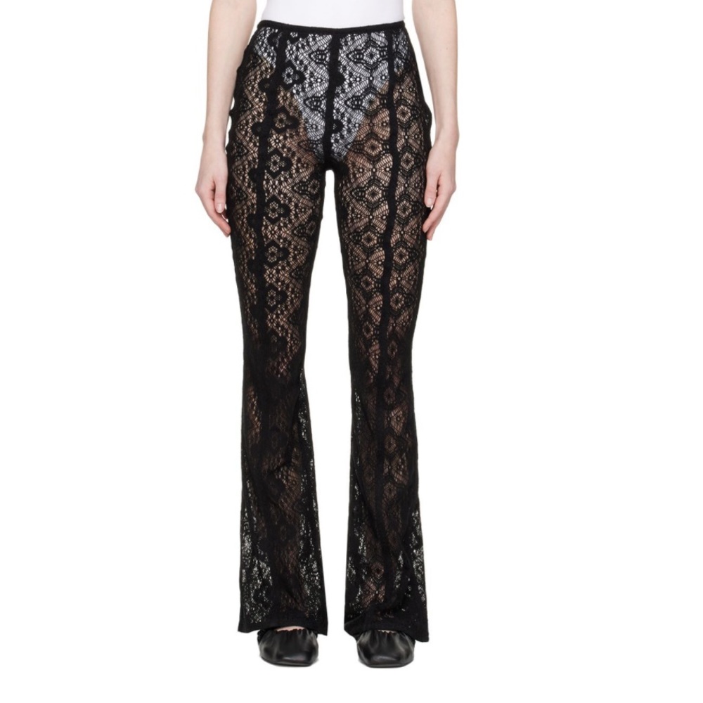 GANNI black flared lace pants